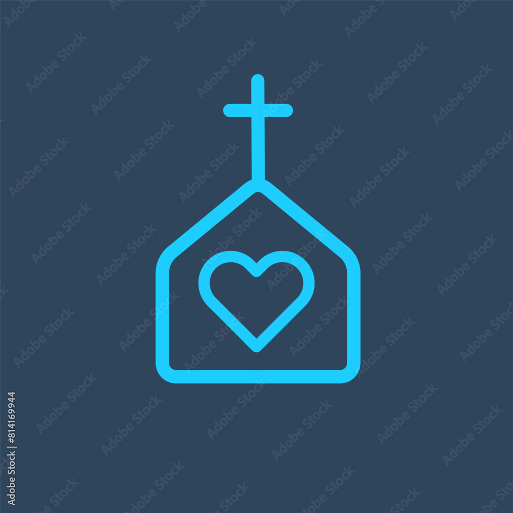 Obraz premium Church line icon, church building with cross. religious symbol. faith house. Stock vector illustration isolated on white background.