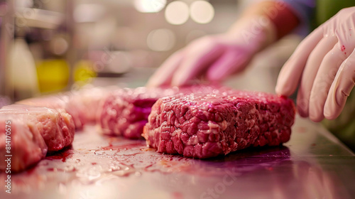 Artificial protein meat grow in laboratory, cell-based synthetic meat, generated AI photo