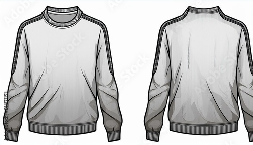 Set of white front and back view tee sweatshirt sweater long sleeve on transparent background photo