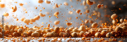 Peanuts Falling Isolated on Transparent Background,
A tornado of mixed nuts swirling around with a hint of salt in the air
 photo