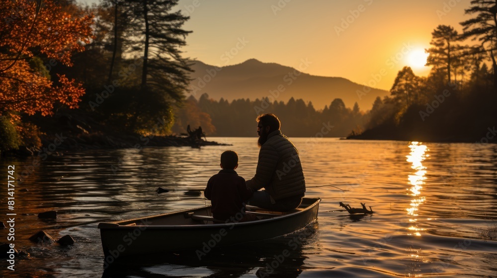 Serene Fishing Experience with Father and Son at Ashokan Lake During Sunset Serene Fishing Experience with Father and Son at Ashokan Lake During Sunset