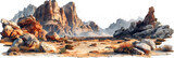 Realistic Rock Mountains Shapes Landscape Cutout,
A desert scene with a rocky landscape and mountains in the background