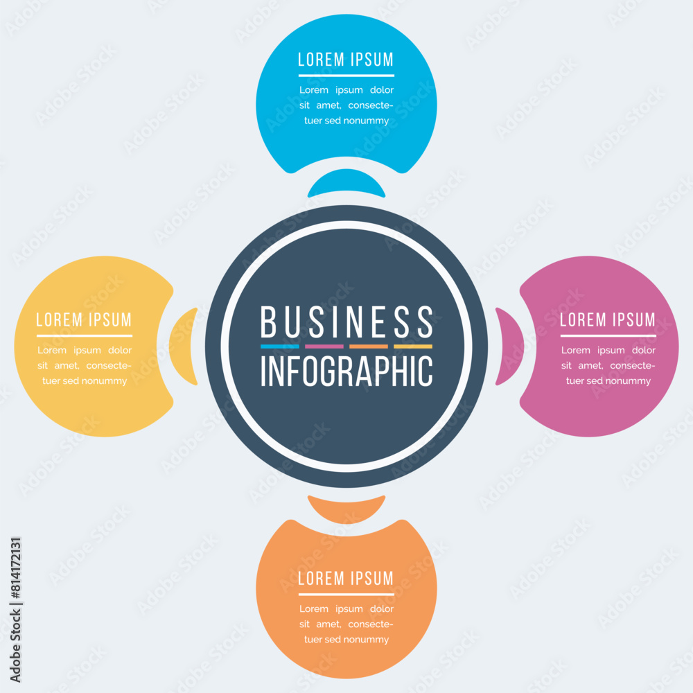 Circle Infographic design 4 Steps, objects, elements or options ...