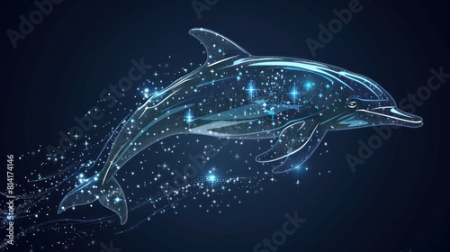 jumping dolphin. You can easily change color AI generated © haizah