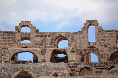 Canvas Print Ruins of Roman colosseum in El Djem city - ancient Thysdrus, Tunisia