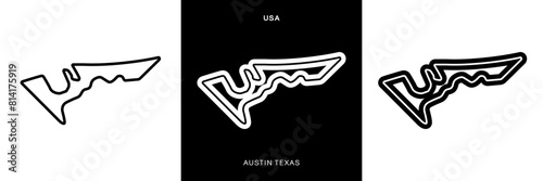 COTA Circuit Vector. Circuit of Americas Texas USA Circuit Race Track Illustration with Editable Stroke. Stock Vector.	
 photo