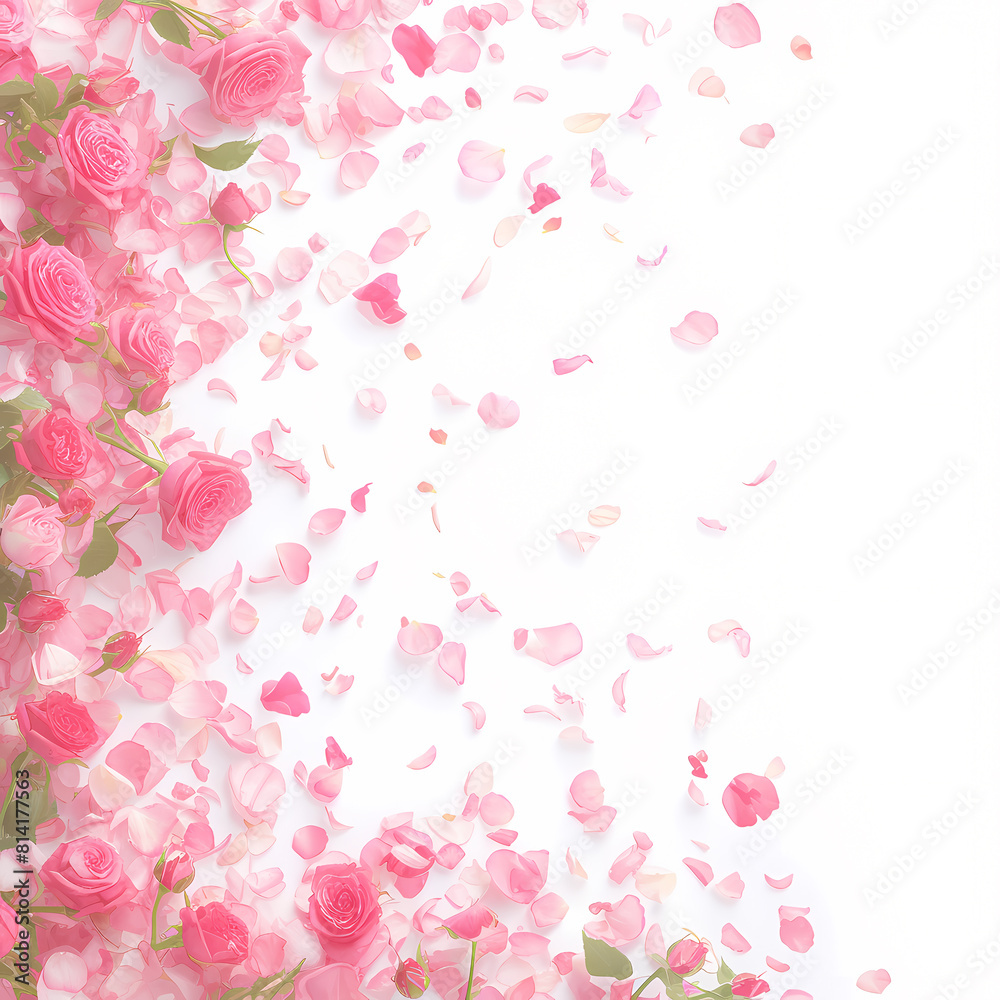 Exquisite Pink Rose Petals in Motion for Love & Wedding Themes