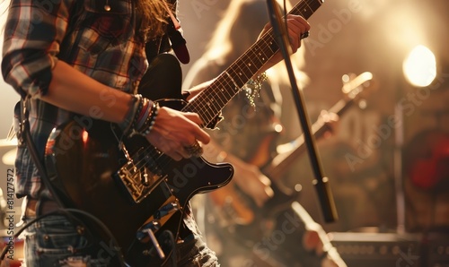 A young rock band is perfor...