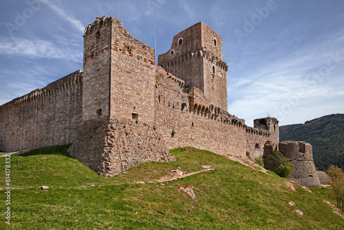Assisi, Perugia, Umbria, Italy: the medieval castle Rocca Maggiore, an imposing fortification on the hill overlooking the ancient village