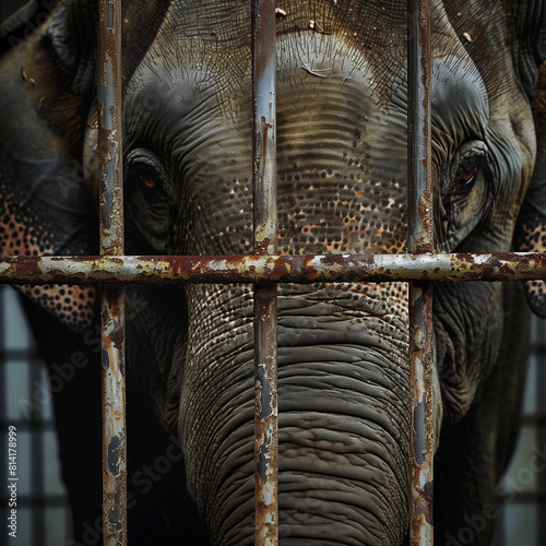 poor elephant in zoo