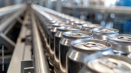 aluminum can conveyor in the industrial drink production