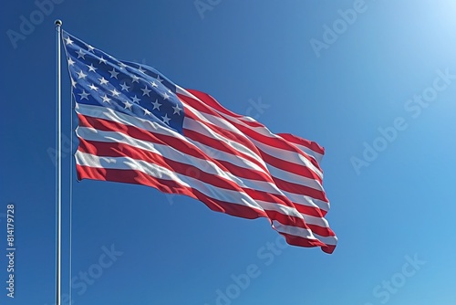 Independent Day of USA. American Flag Wave Close Up for Memorial Day or 4th of July