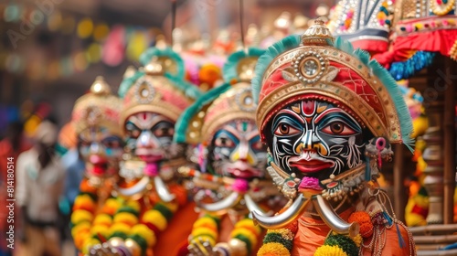 Illustration of a charioteer wearing traditional Jagannath Rath Yatra attire. Ai generated