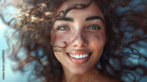 A Photo Captured A Cheerful Curly Girl, Her Positive Emotions Radiating From The Image,High Resolution © VizGen