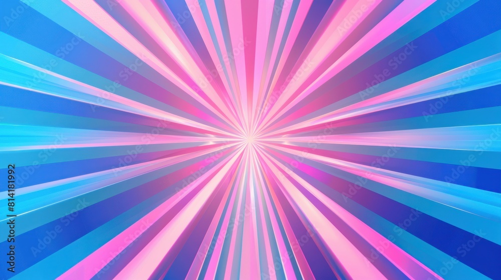 Pink and blue striped background with blue concentration lines from below.Ai generated