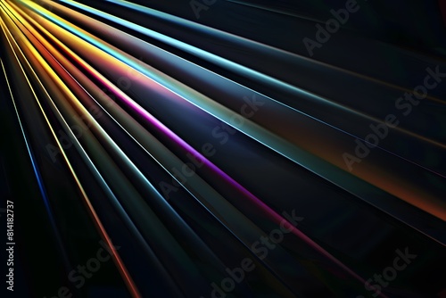 Delicate multicolored rainbow rays light isolated on black background. © Maryna