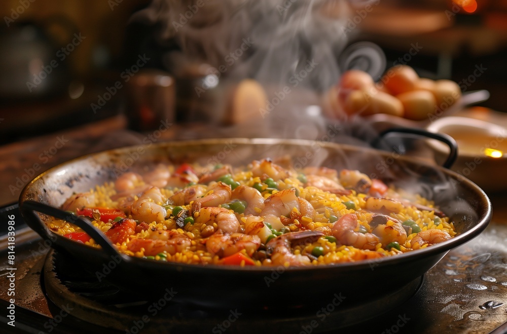 a skillet that has food cooking on it on top of the stove a skillet that has food cooking on it on top of the stove