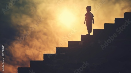 Wallpaper Mural be the leader a child climbs to the top of stairs and down stairs Torontodigital.ca