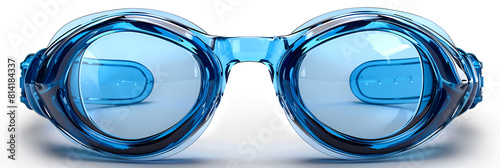 Swimming goggles isolated on a transparent background,
Isolated blue swimming goggles against a white backdrop photo