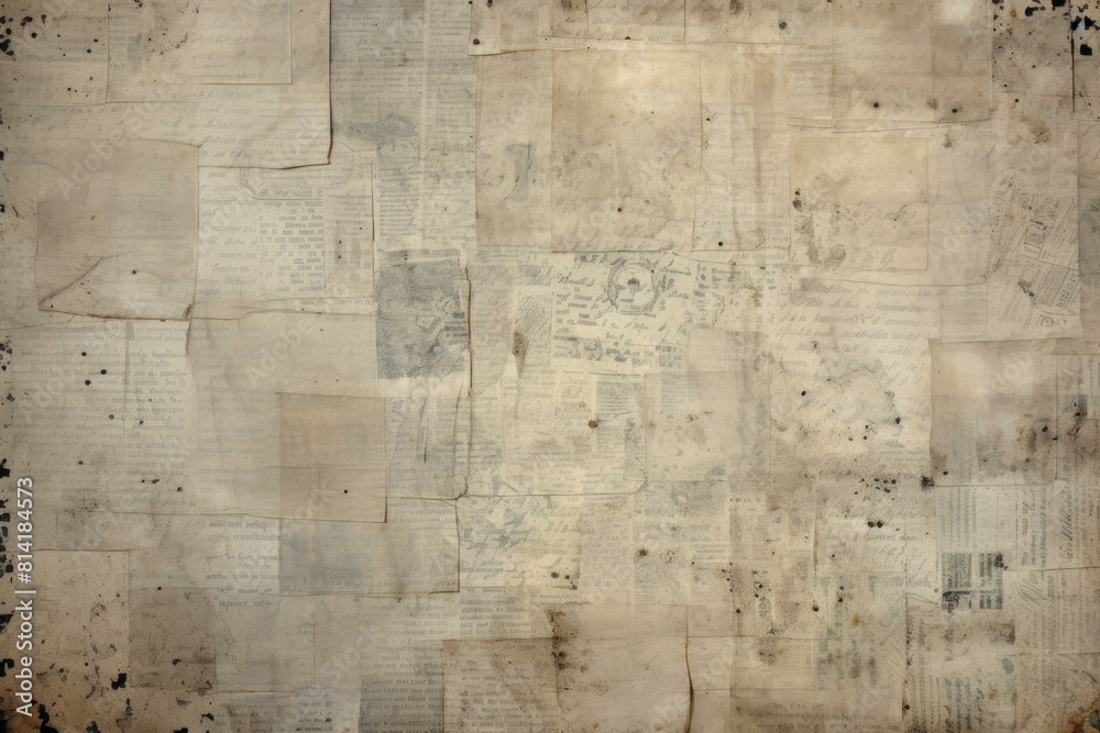 Textured collage of various old paper documents, faded manuscripts, and letters with vintage appeal