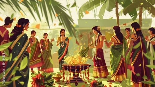 Close up view of Indian Hariyali Green Teej festival, Indian Shiv Ling celebration.Indian holiday. Ai generated