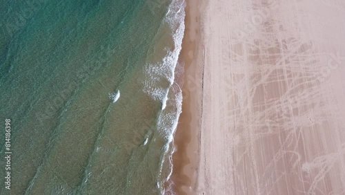 Imágen aérea de las playas mediterráneas de valencia. La playa de Xeraco a vista de drone. photo