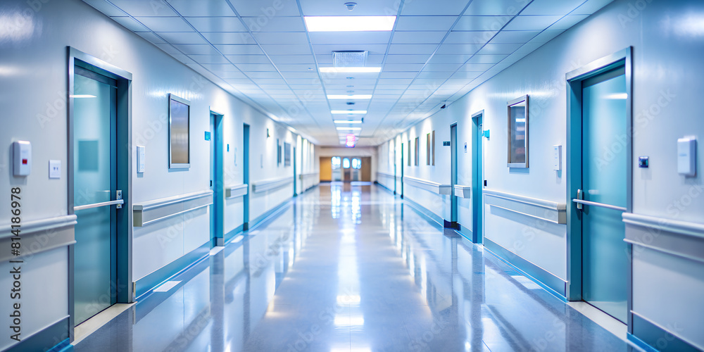 Modern Hospital Corridor - reflecting high standards of healthcare architecture, design Modern Hospital Corridor - reflecting high standards of healthcare architecture, design