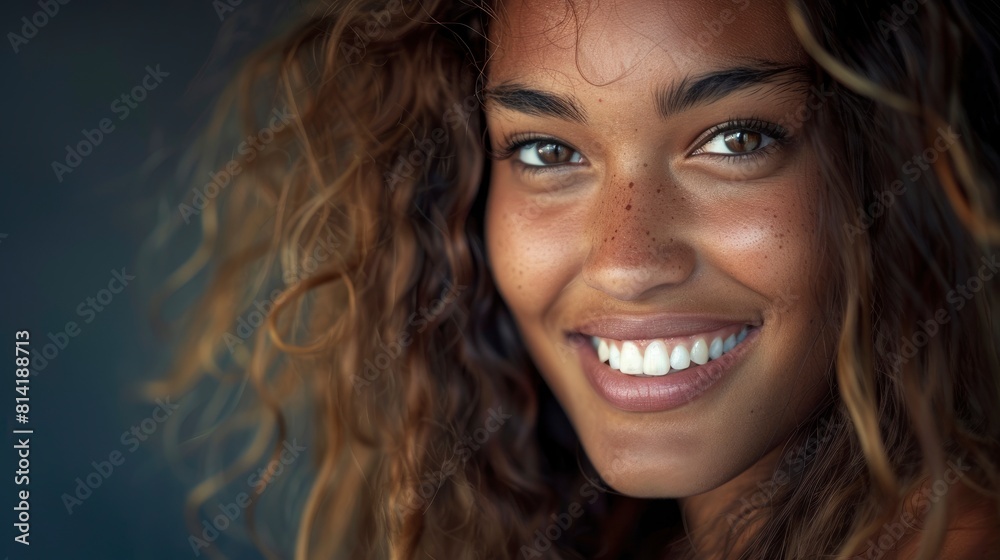 With A Big Smile, A Mixed-Race Girl Posed For A Headshot Portrait,High Resolution With A Big Smile, A Mixed-Race Girl Posed For A Headshot Portrait,High Resolution