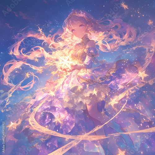 Illuminating Cosmos Fantasy Art with Radiant Pink and Stellar Glow