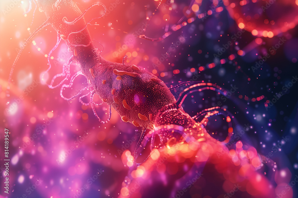 Cell With Red and Blue Cells in Background