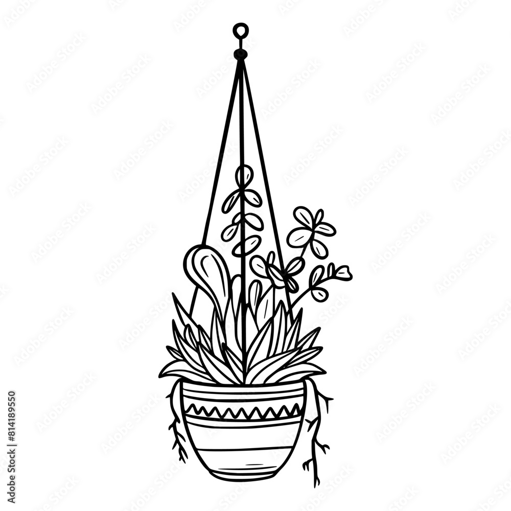 Home plant in a pot. Icon. Doodle style. Interior plant. Flower Home plant in a pot. Icon. Doodle style. Interior plant. Flower