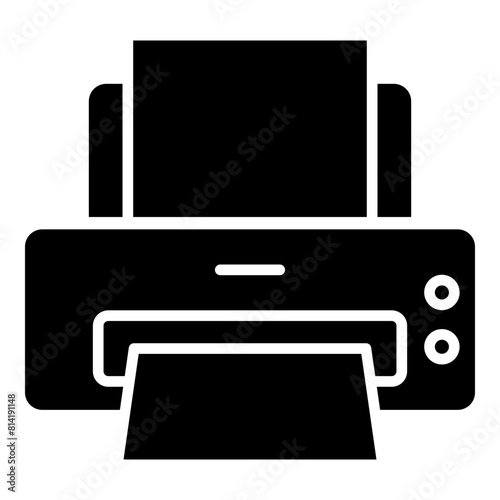 Printer and paper glyph solid icon