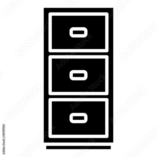 Cabinet with drawers glyph solid icon