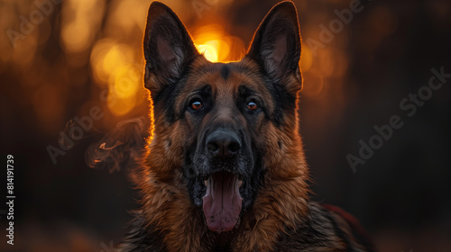 Strong and Serious: Portrait of German Shepherd Dog. Generative AI