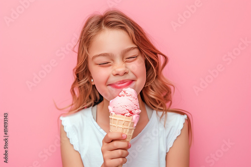 A girl enjoys an ice cream