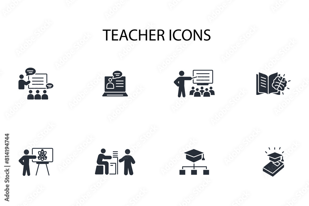 Teacher icon set.vector.Editable stroke.linear style sign for use web design,logo.Symbol illustration. Teacher icon set.vector.Editable stroke.linear style sign for use web design,logo.Symbol illustration.