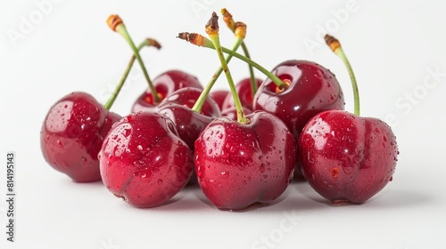 A photo of a handful of Rainier cherries with water droplets on their skins.