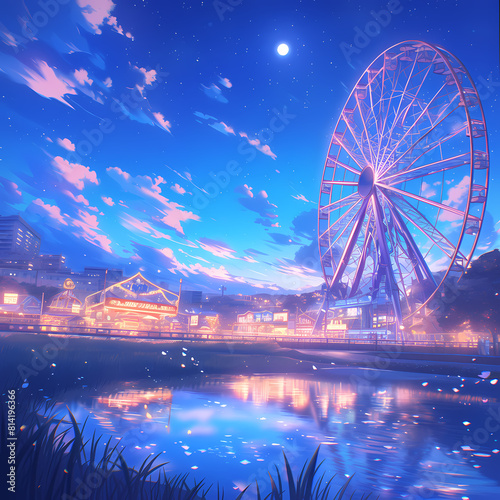 Dreamy Nighttime Carnival Atmosphere photo