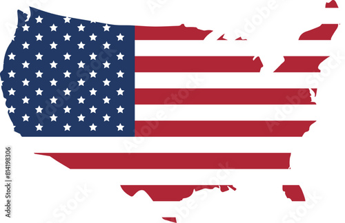 Stripes flags united states with stars. American national symbol isolated on transparent background. Veteran and Memorial day. Vector Illustration.