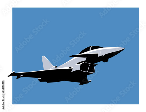 Eurofighter Typhoon. Modern combat aircraft poster template. Vector image for prints, poster and illustrations.
