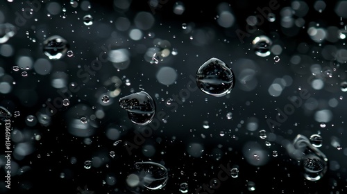 Close-up of water droplets on a black background.