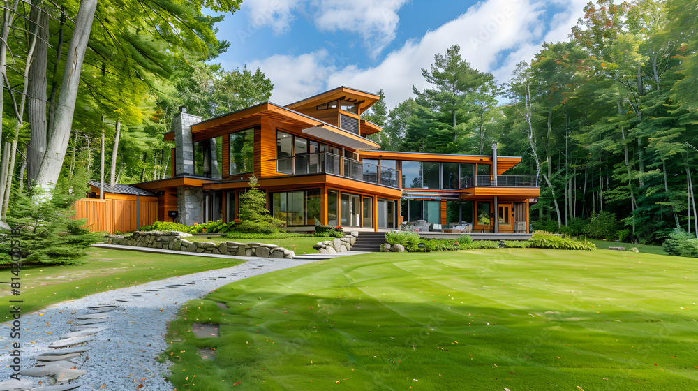 Luxurious Modern House Nestled Among Lush Greenery: A Perfect Example of Vermont Real Estate