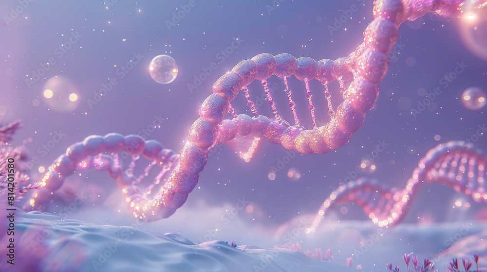 Luminous DNA Helix in a Pink Bubbly Medium Luminous DNA Helix in a Pink Bubbly Medium