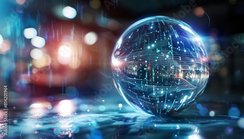 Wallpaper Mural A conceptual visualization of AI as a crystal ball, with data streams flowing into it, predicting future trends in technology Torontodigital.ca