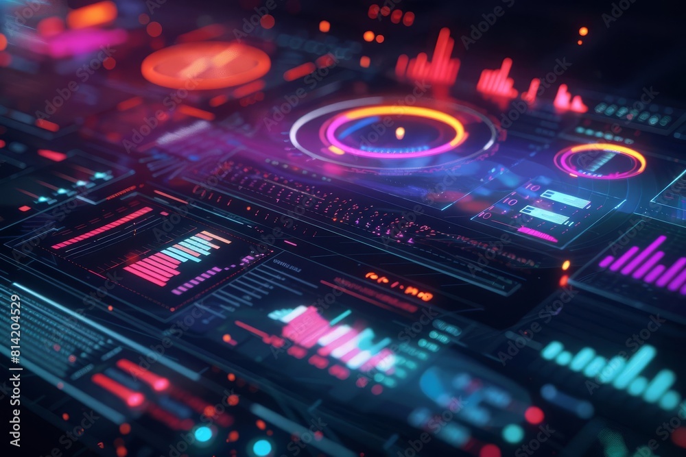 A futuristic interface displaying AIdriven analytics, with holographic charts and graphs floating above a digital tablet A futuristic interface displaying AIdriven analytics, with holographic charts and graphs floating above a digital tablet