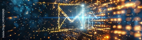 A graphic representation of an encrypted email being sent, with a visual metaphor of a sealed envelope traveling through a digital space