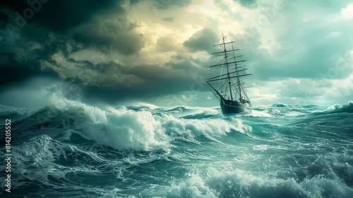 A metaphorical image of a ship navigating through stormy seas, representing the journey of managing investor relations during economic uncertainty