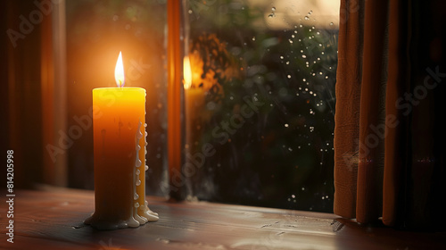 Glow of Hope  Candle Illuminating Earth Hour Solitude
