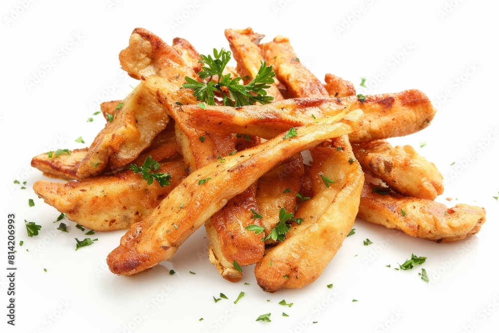 Golden French Fries in a Cardboard Takeout Box in white background
Golden French Fries in a Cardboard Takeout Box in white background