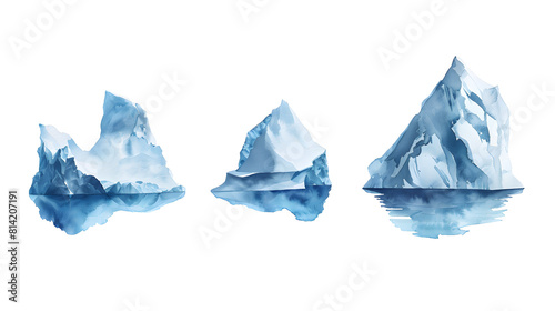 Set of icebergs  cut outSet of icebergs  cut out